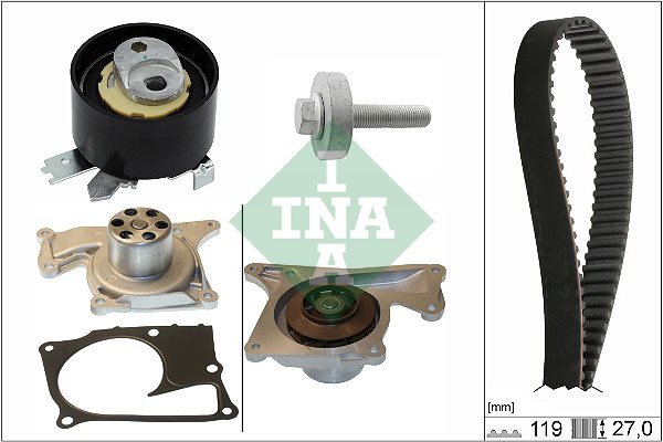 Zestaw paska rozrządu + pompa cieczy chłodzącej do Daci, 530 0843 30, INA w ofercie sklepu e-autoparts.pl 